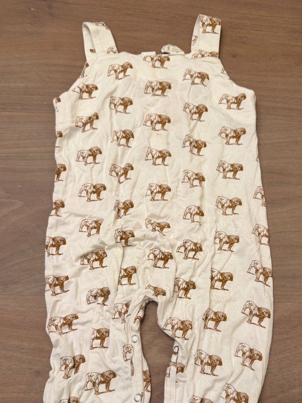 Kate Quinn Cream Bulldog Print Sleeveless Bamboo Romper 18-24M